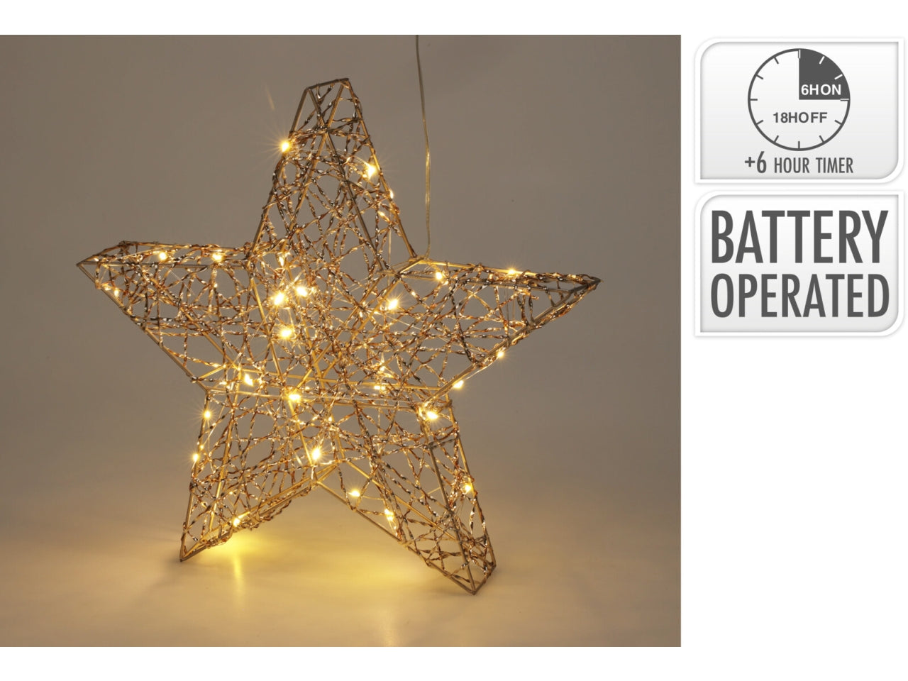 Stella filo oro 30cm con led caldo