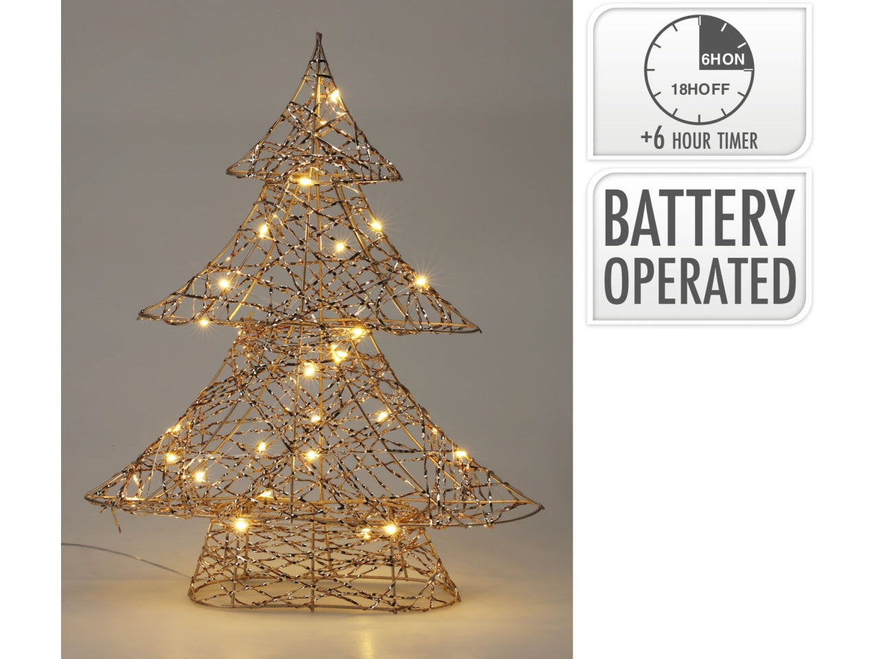 Alberello di natale decorativo filo oro con 20 led 40cm