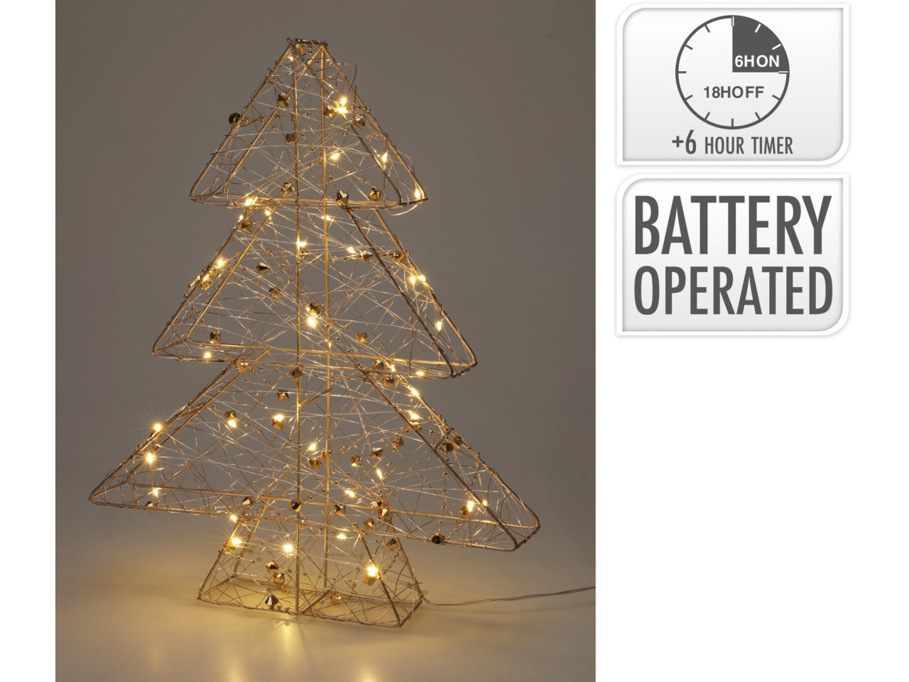Alberello di natale filo oro 29x40cm con 30 led