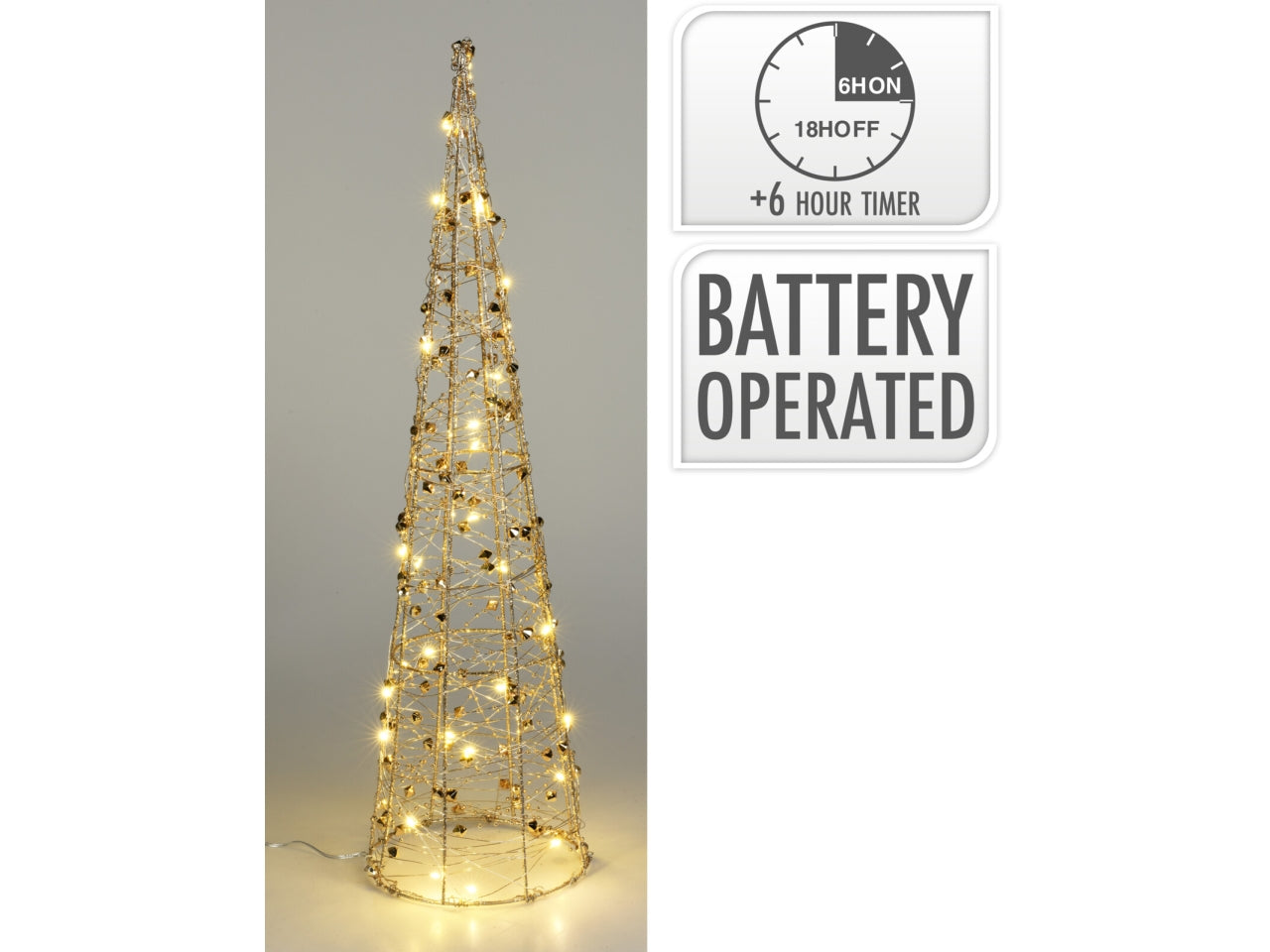 Piramide decorativa 60cm oro con 30 led