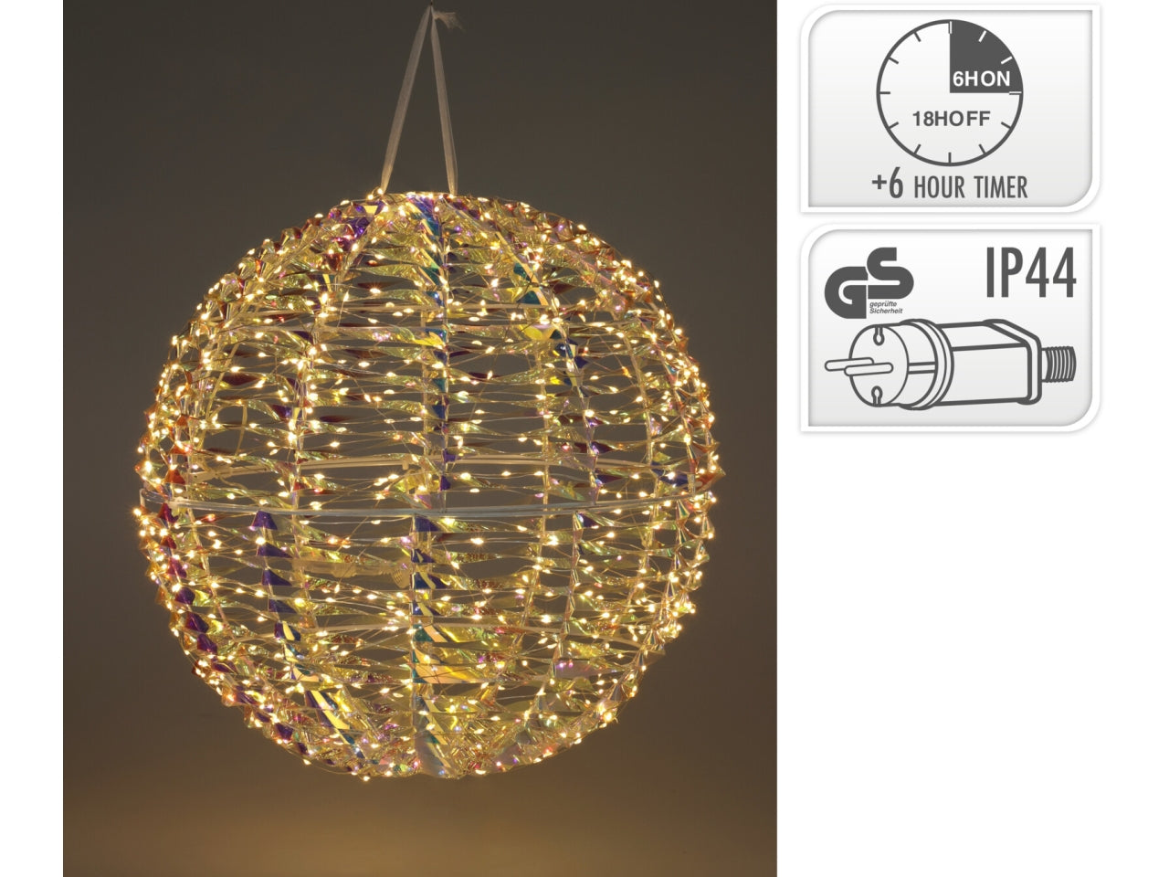 Palla iridescente con led 40cm