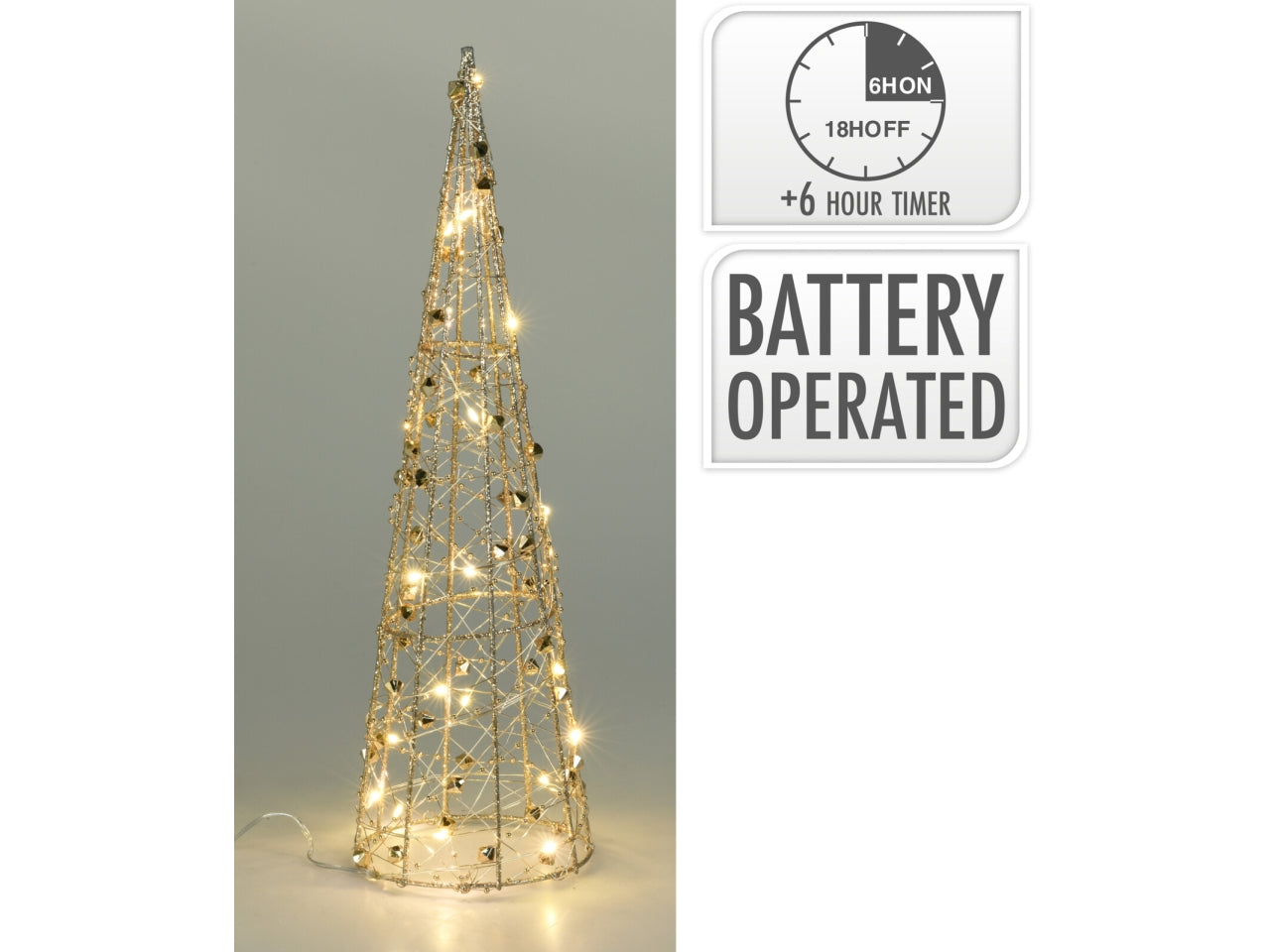 Piramide decorativa 40cm oro con 20 led
