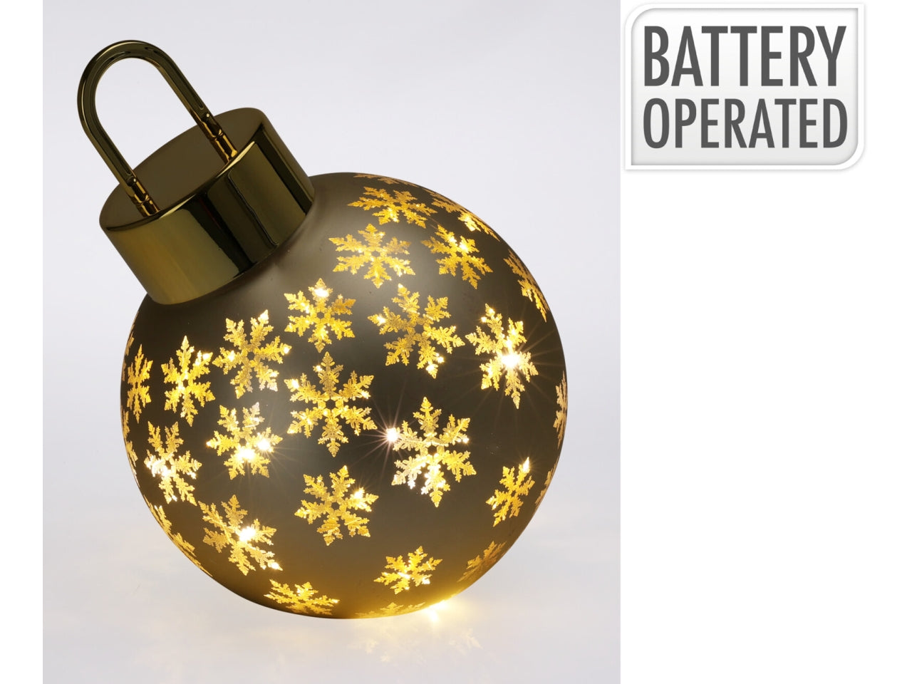 Palla natalizia in vetro con led 20cm oro