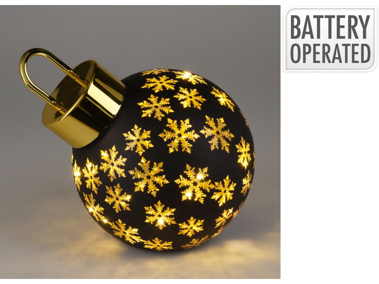 Palla natalizia in vetro led 20cm oro/nero