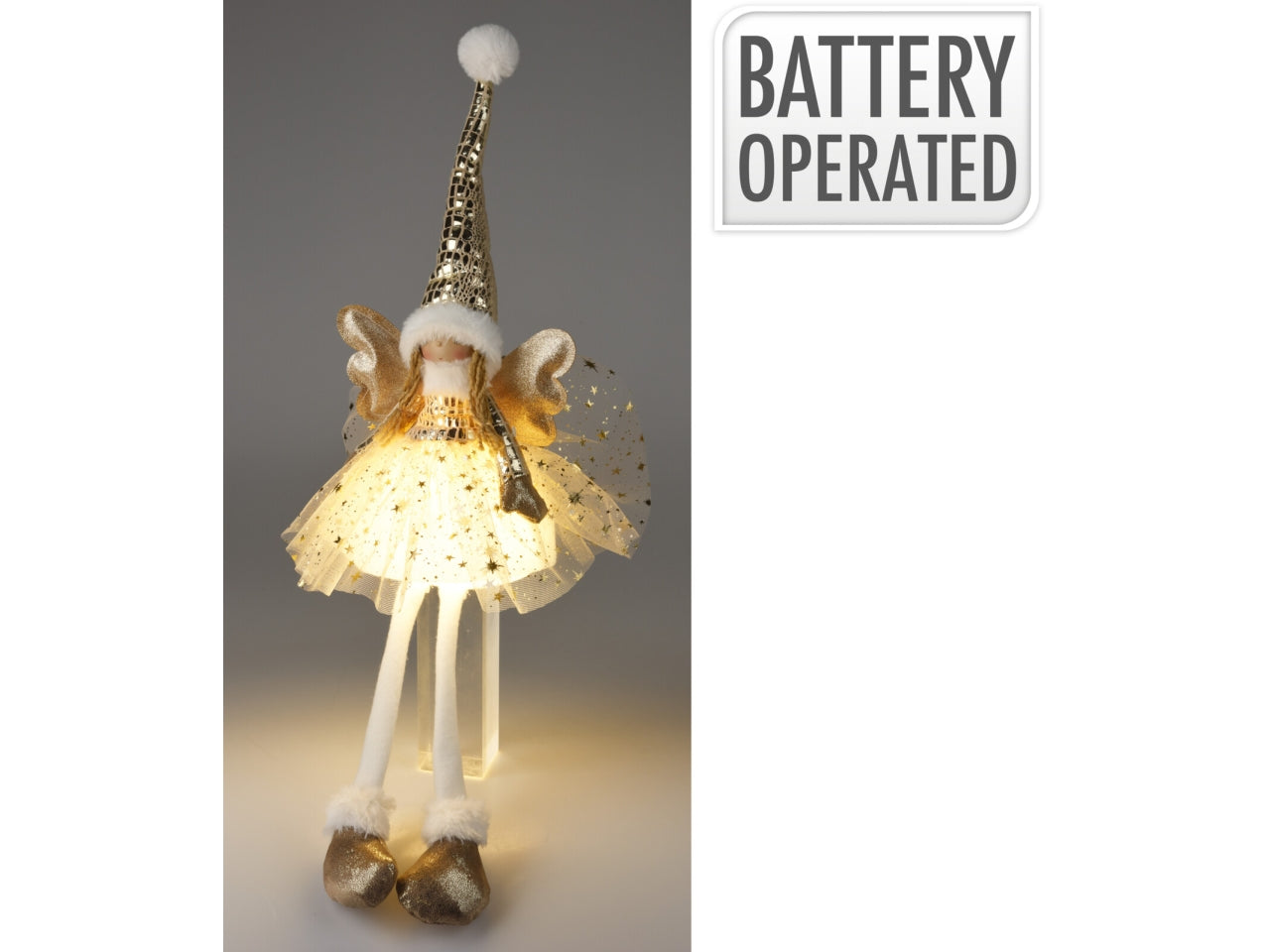 Angelo con led 60cm oro