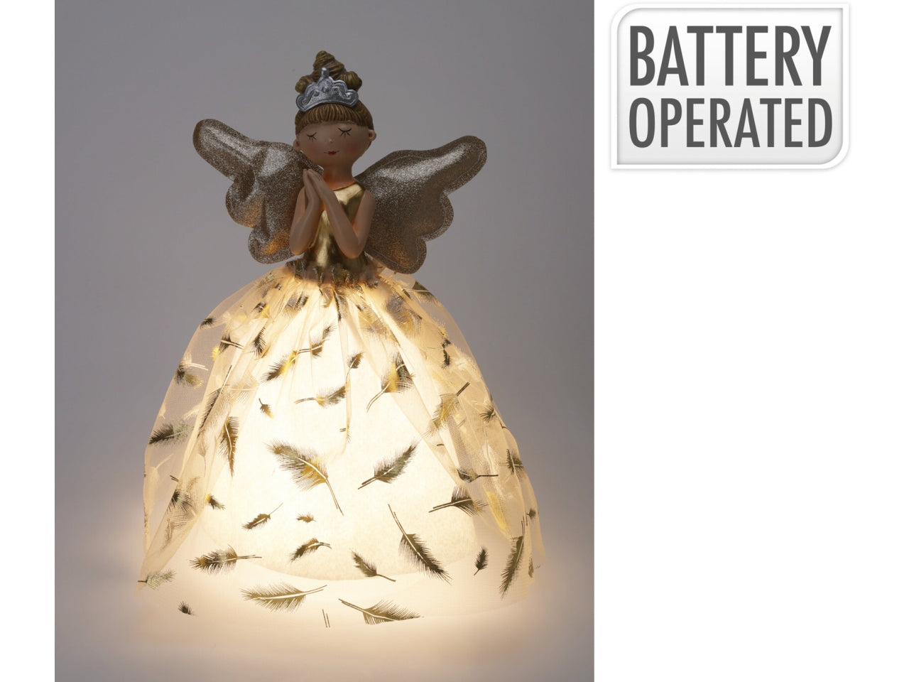 Angelo oro con led 33x36cm