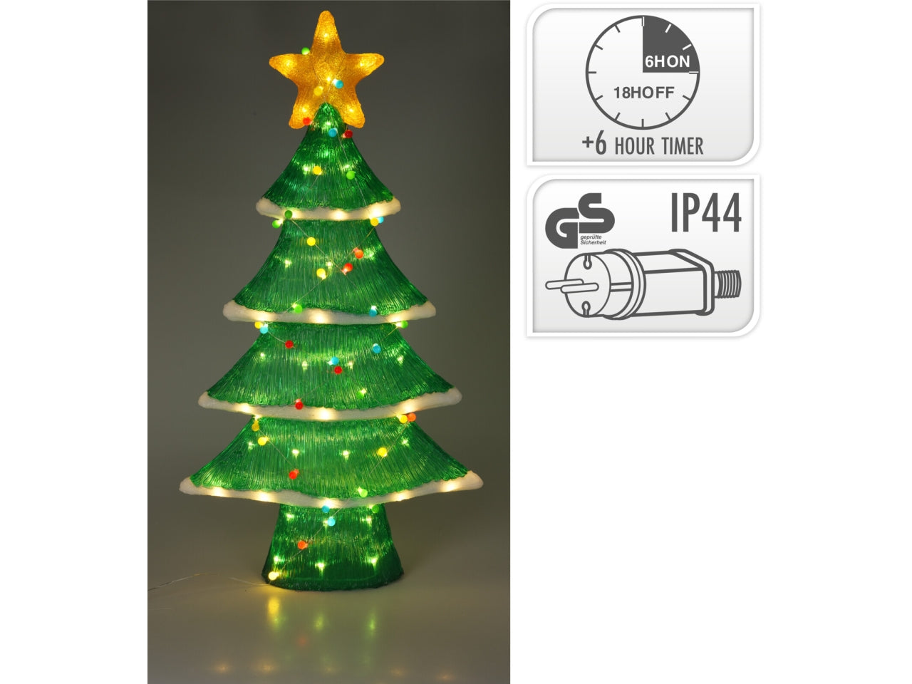 Alberello di natale decorativo acrilico con led 120cm
