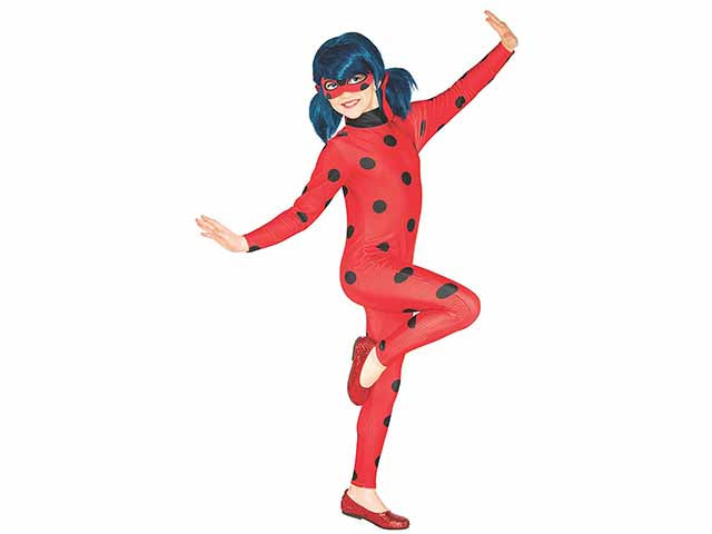 Rubies vestito miraculous ladybug taglia s 3-4 anni classico per bambine - tuta con maschera
