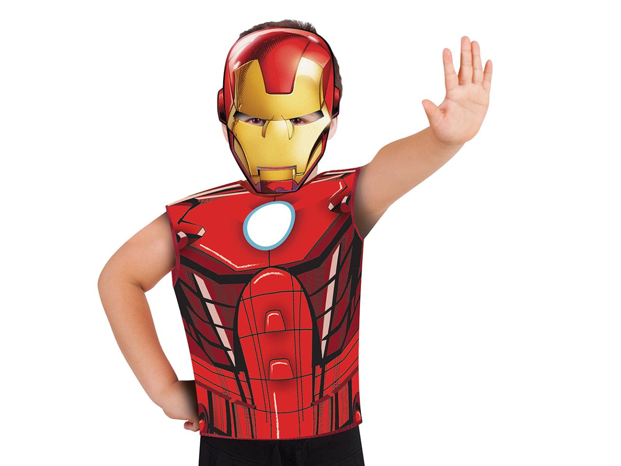 Rubies iron man costume party - il set comprende camicia e maschera in cartone taglia 3 - 4 anni
