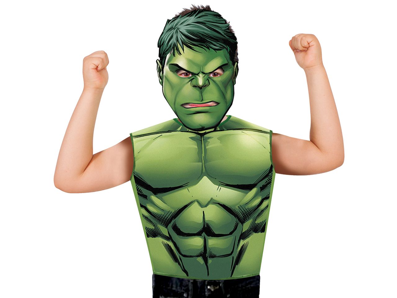 Rubies hulk costume party - il set comprende camicia e maschera in cartone taglia 3 - 4 anni