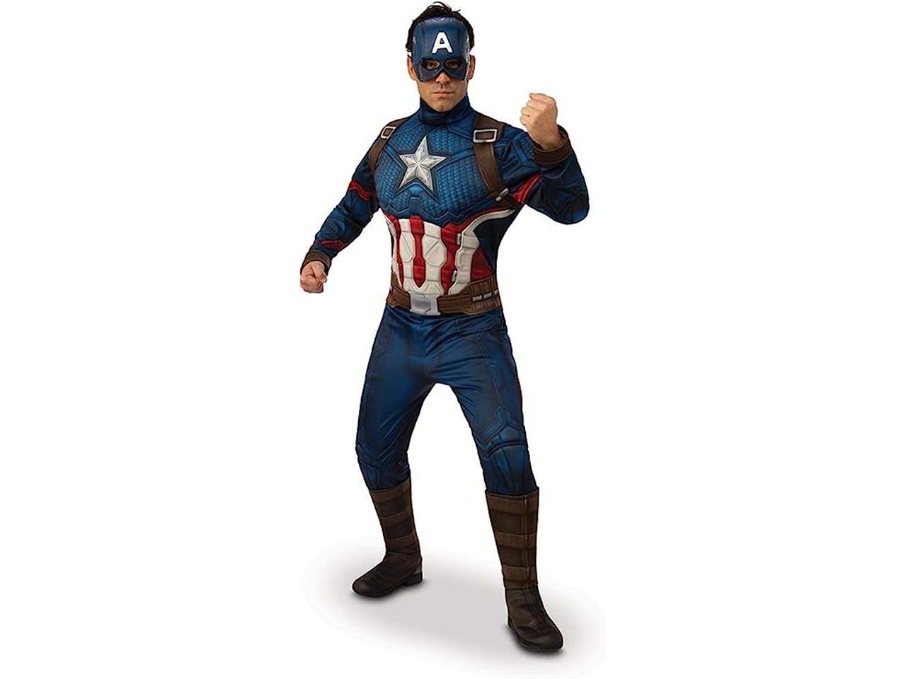Rubies vestito per adulto capitan america endgame lusso taglia unica - tuta imbottita con copriscarpe attaccate e maschera