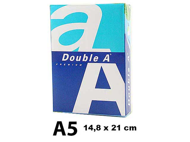 Risma fogli A5 Double A in colore bianco 148x210 mm 80gr