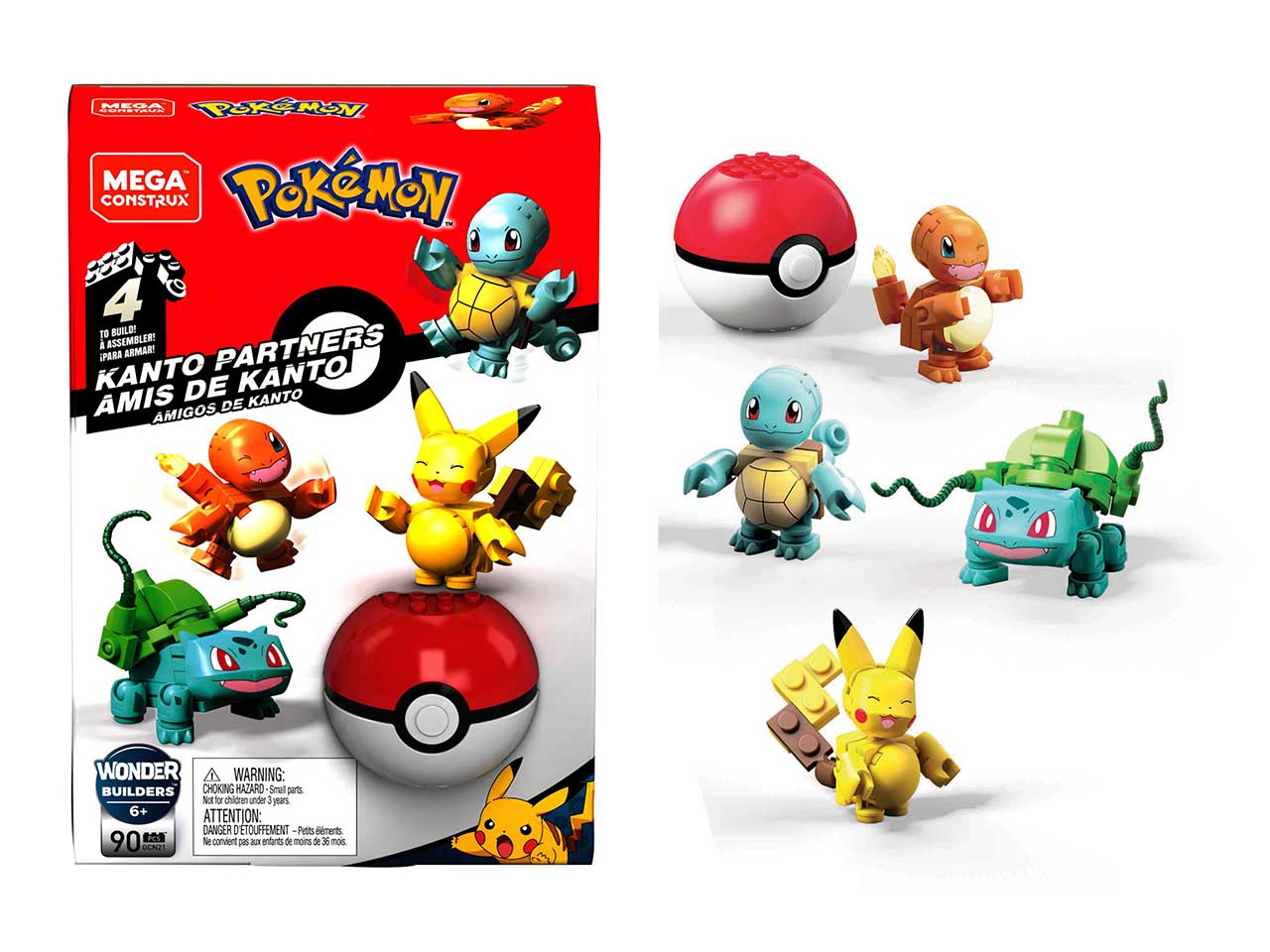 Mattel mega pokemon pokeball personaggi kanto da costruire con 79 mattoncini