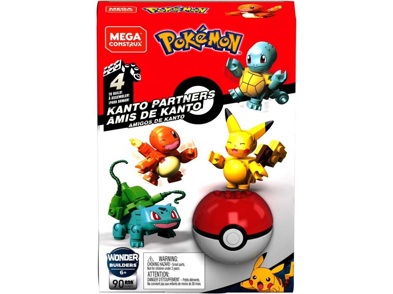 Mattel mega pokemon pokeball personaggi kanto da costruire con 79 mattoncini