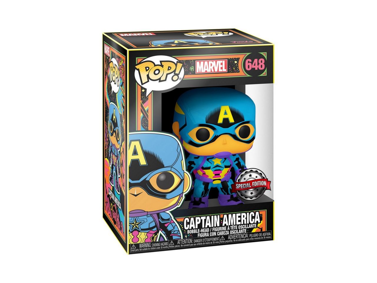 Funko pop! marvel black light - captain america h.9,5cm