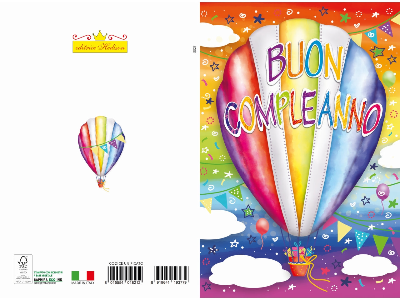 Biglietto auguri compleanno mongolfiera