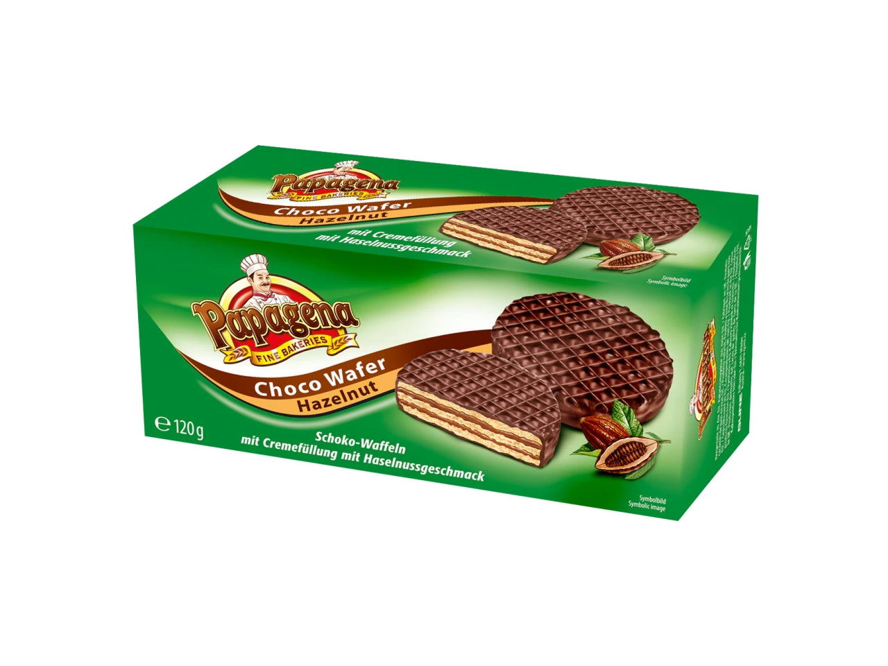 Wafer di cioccolato ripieno con crema di nocciola 120gr