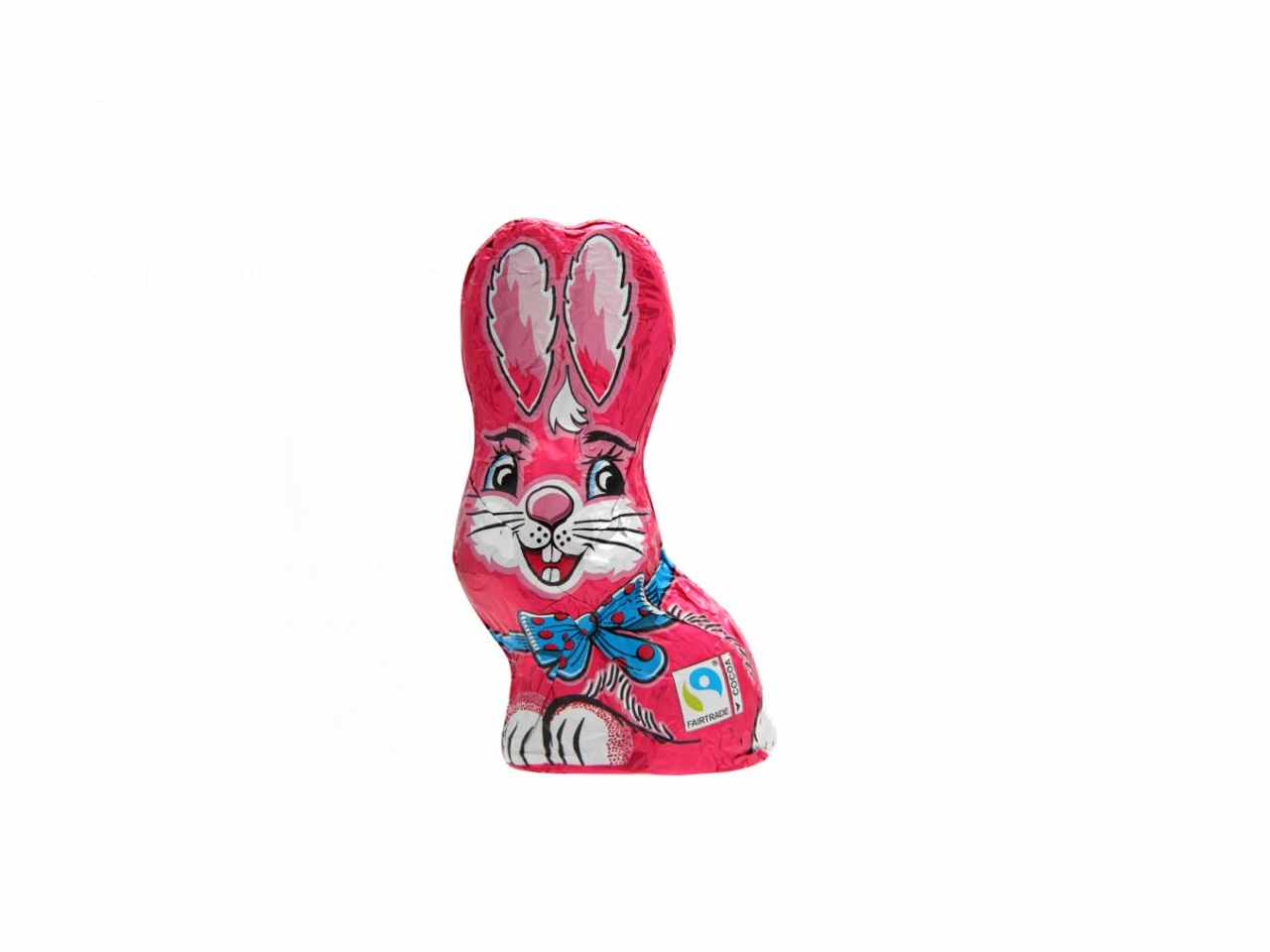 Coniglio seduto rosa di cioccolato al latte 60g
