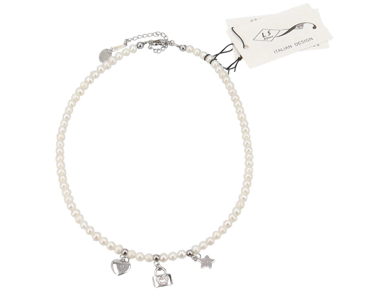 Collana c/perla di fiume e zirconi c 21105-pf