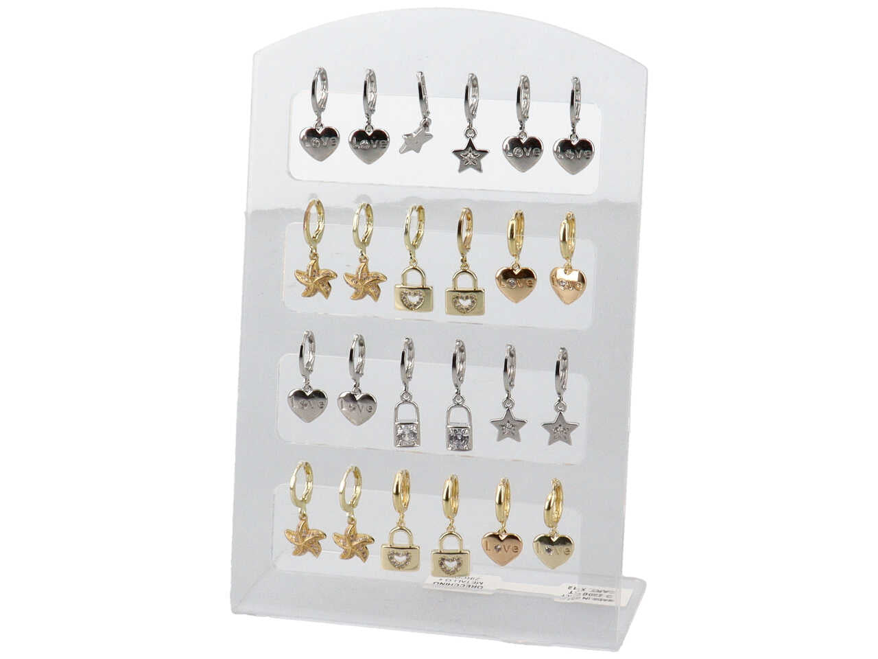 Orecchiini metallo+zircone in expo 12 paia o 2220