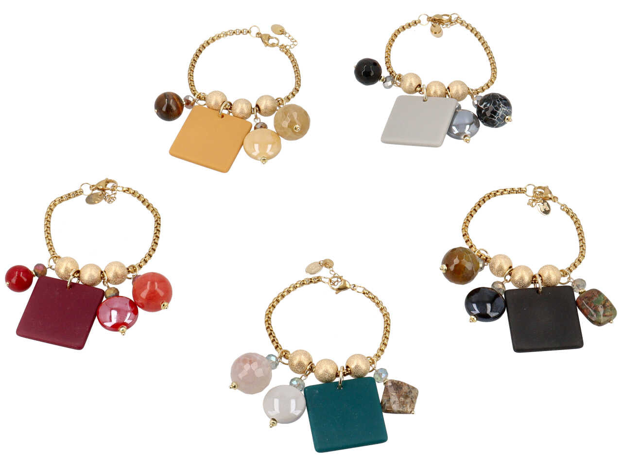 Bracciale in acciaio e resina con pietra
