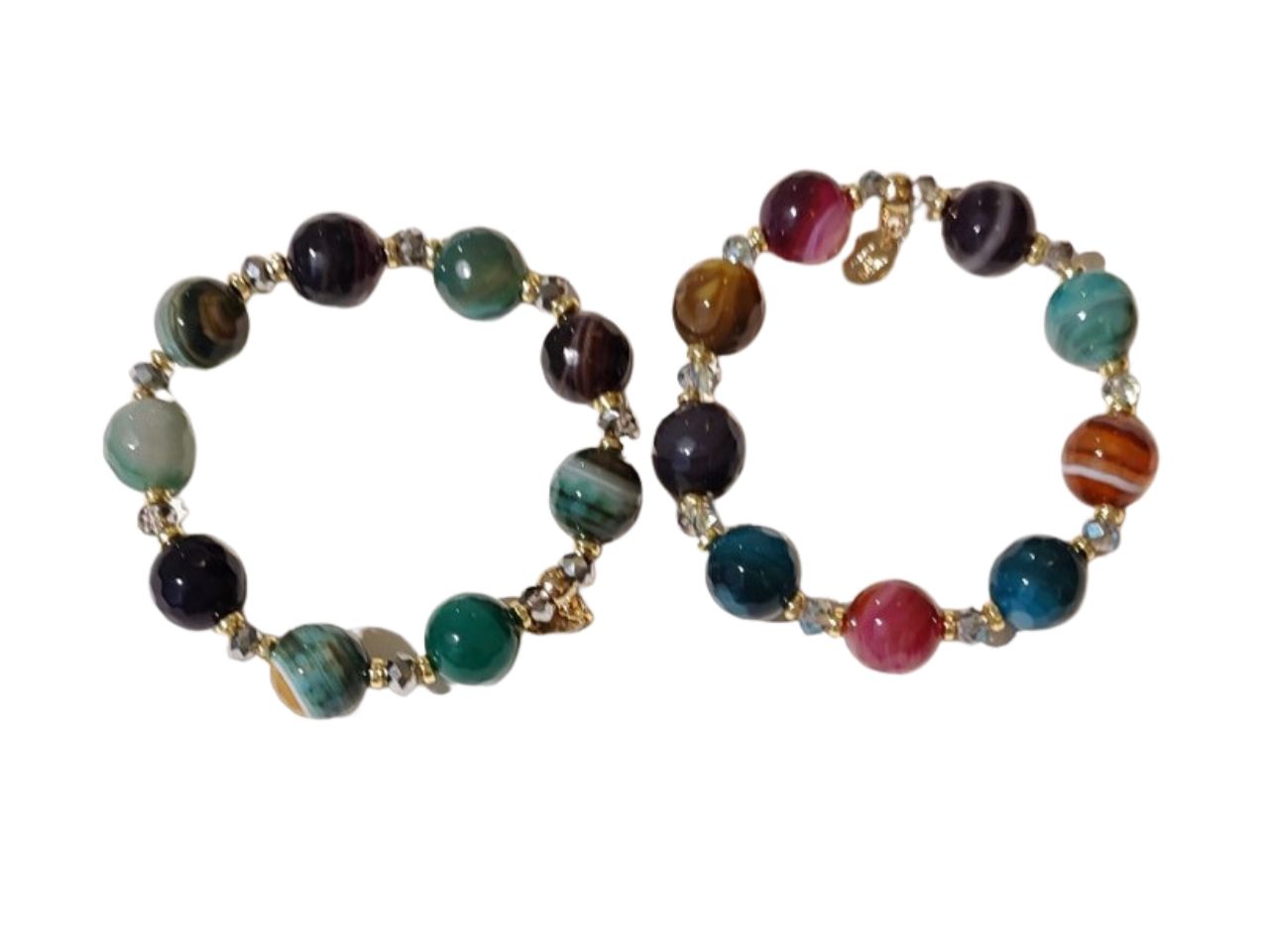 Bracciale pietra con cristallo e metallo