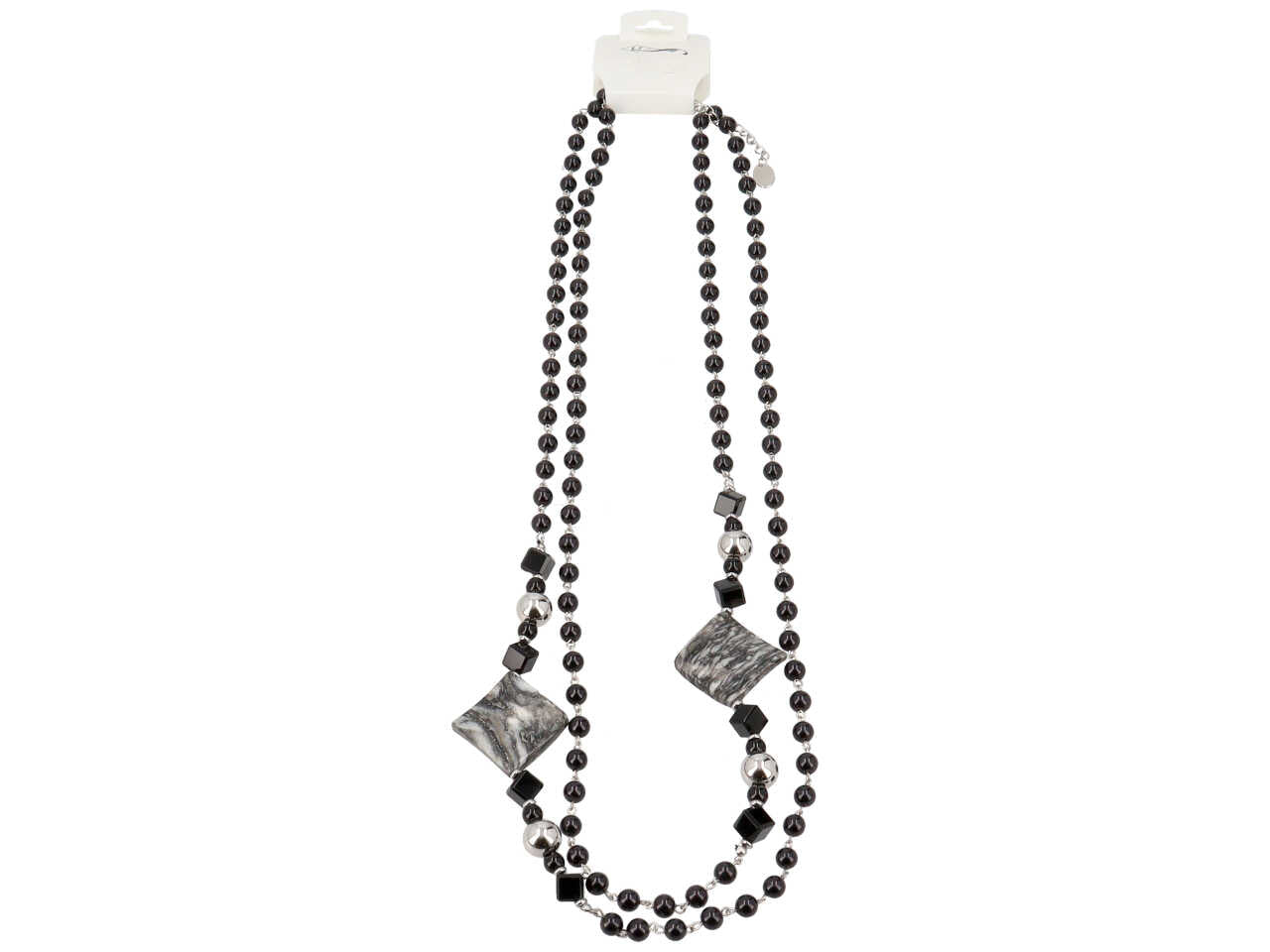 Collana vetro con pietra e cristallo