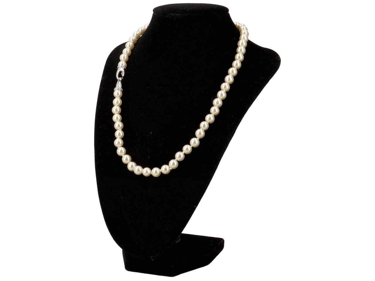 Collana perla vetro con chiusura metallo con strass