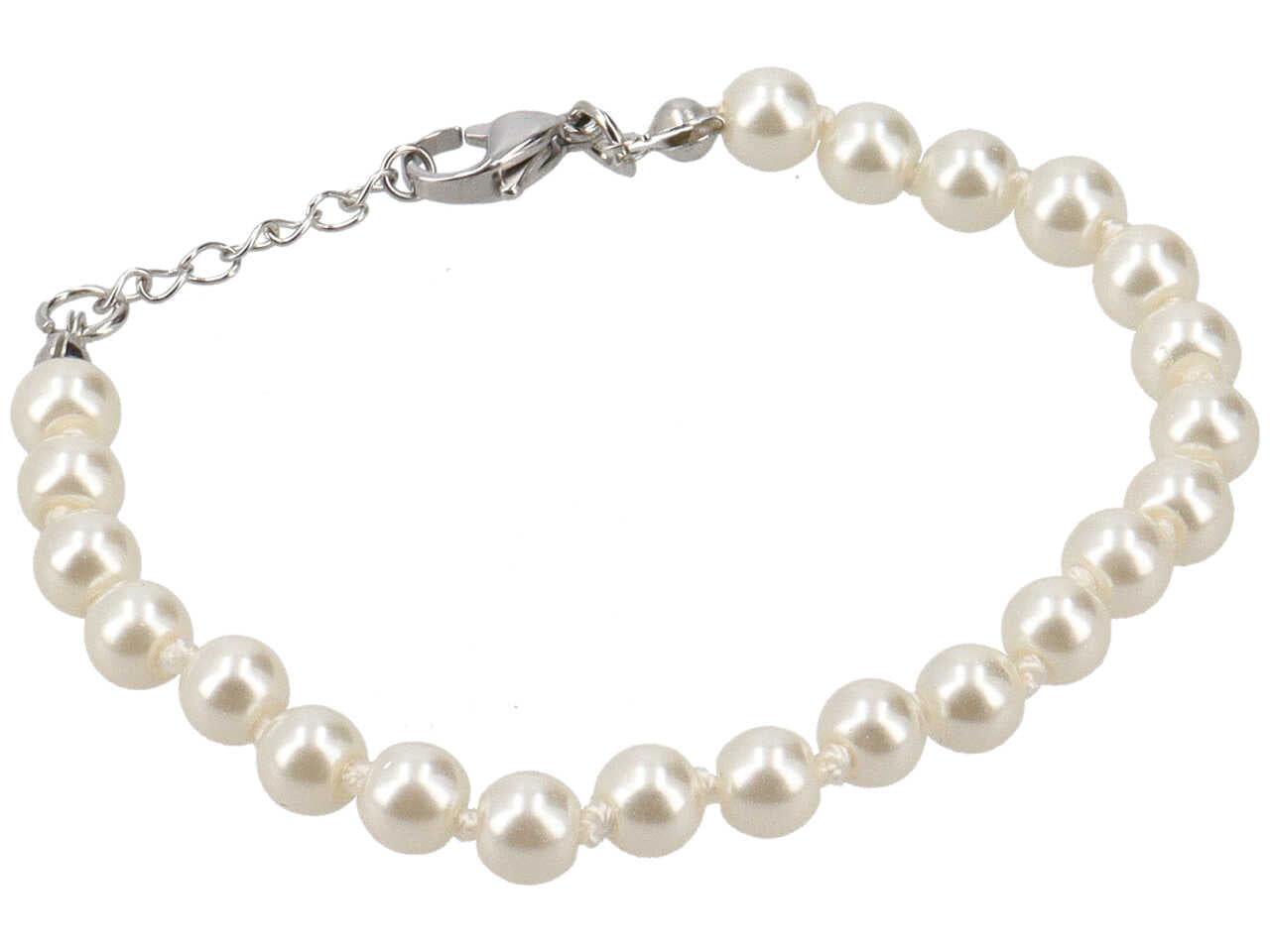 Bracciale con perla in vetro 1filo 6mm e chiusura in acciaio