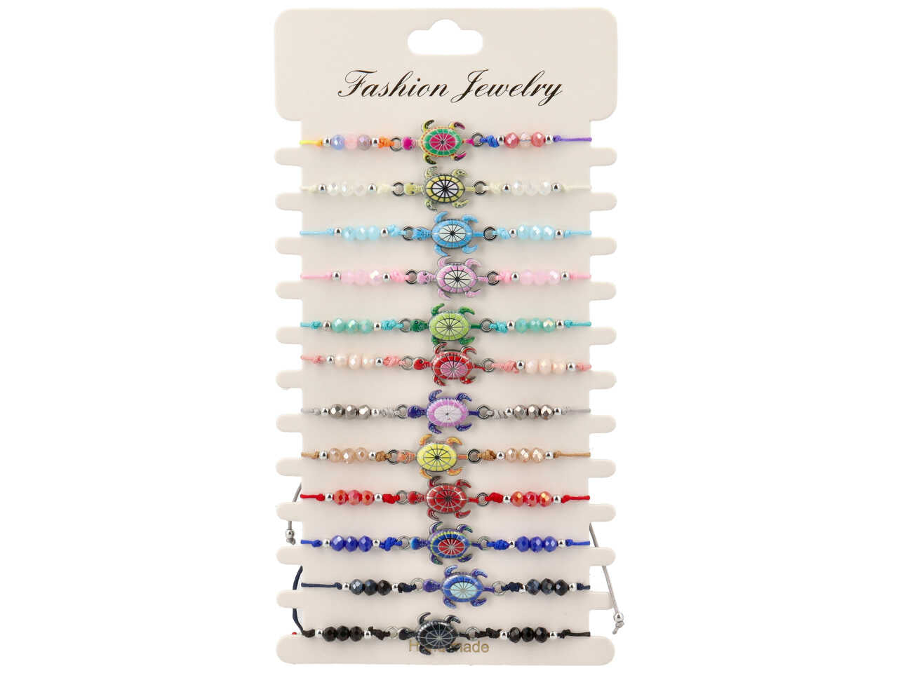 Bracciale cordino in tessuto con cristallo e metallo