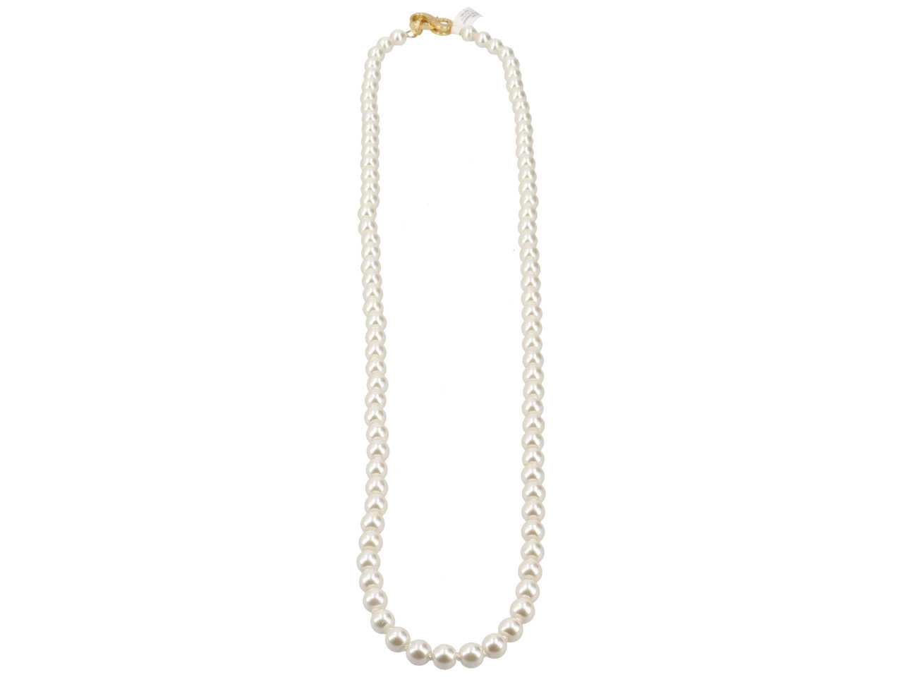 Collana con perla in vetro 8mmx80cm e chiusura metallo e zirconi