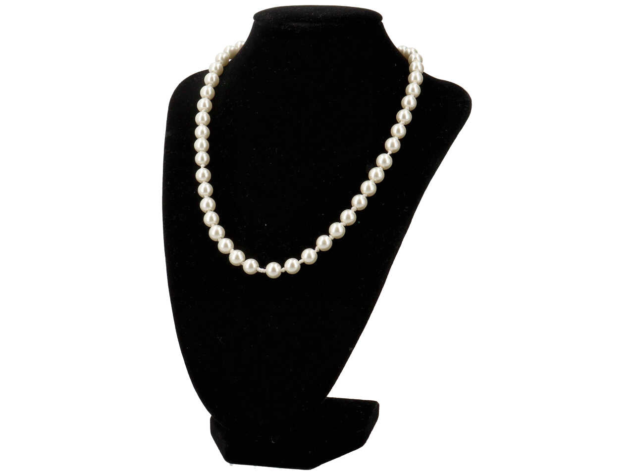 Collana con perla in vetro 8mmx45cm e chiusura metallo e zirconi