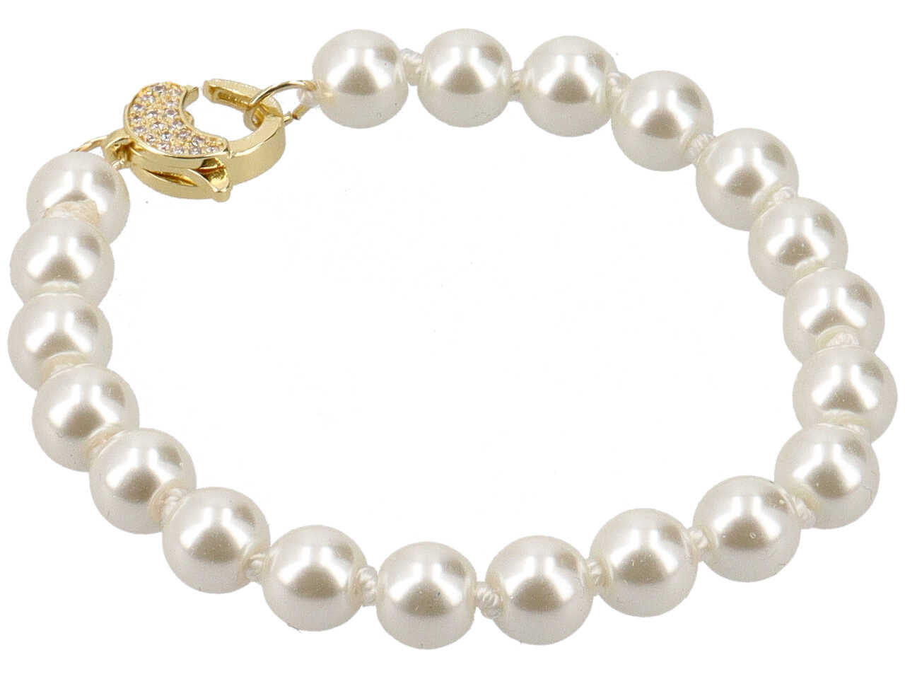 Bracciale con perle in vetro, ottone e zirconi