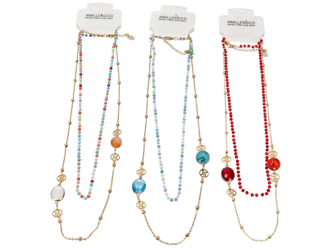 Collana in acciaio, cristallo e metallo