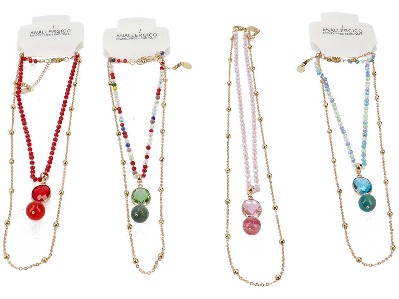 Collana in acciaio, cristallo e metallo