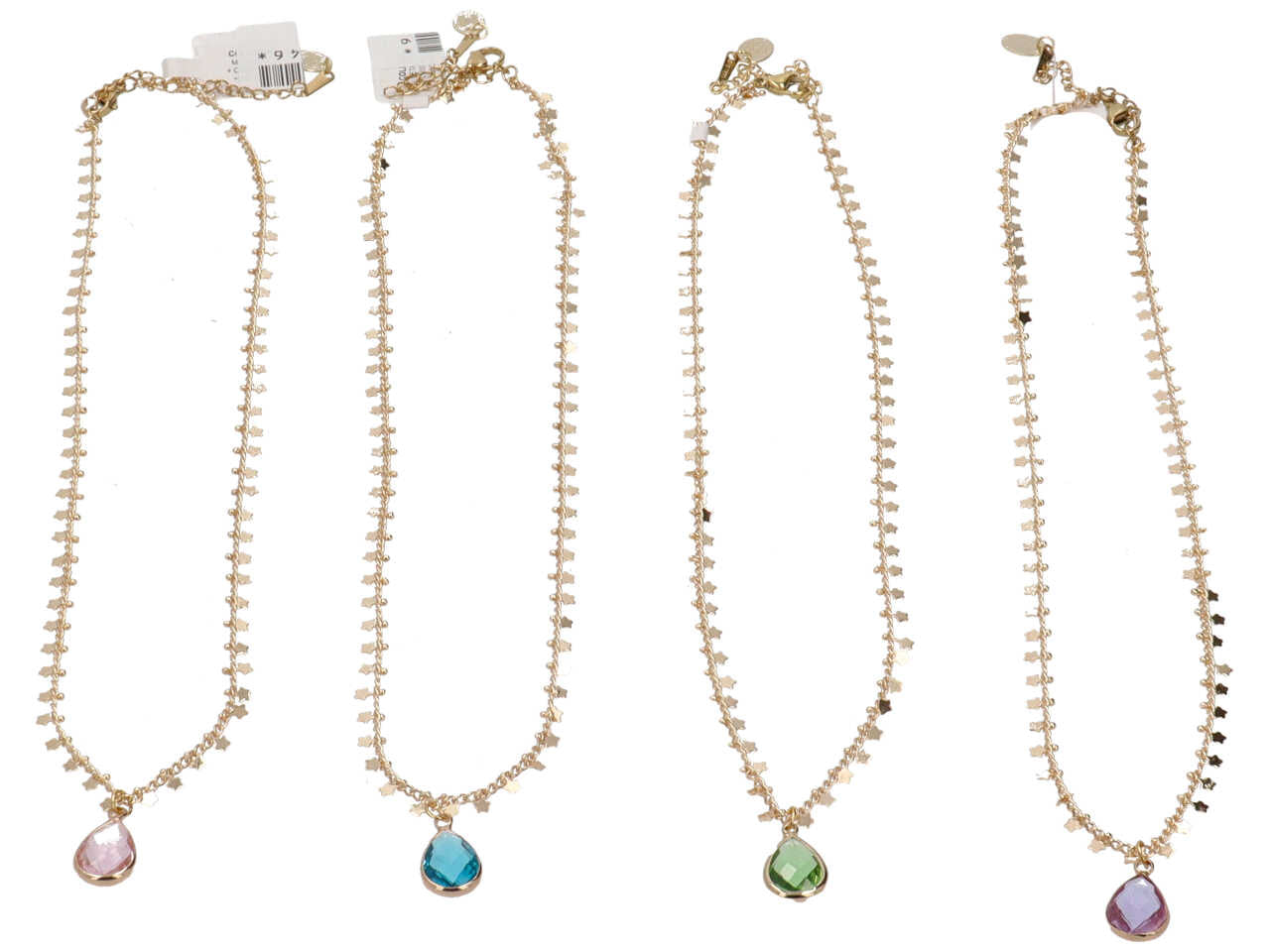 Collana in acciaio, cristallo e metallo