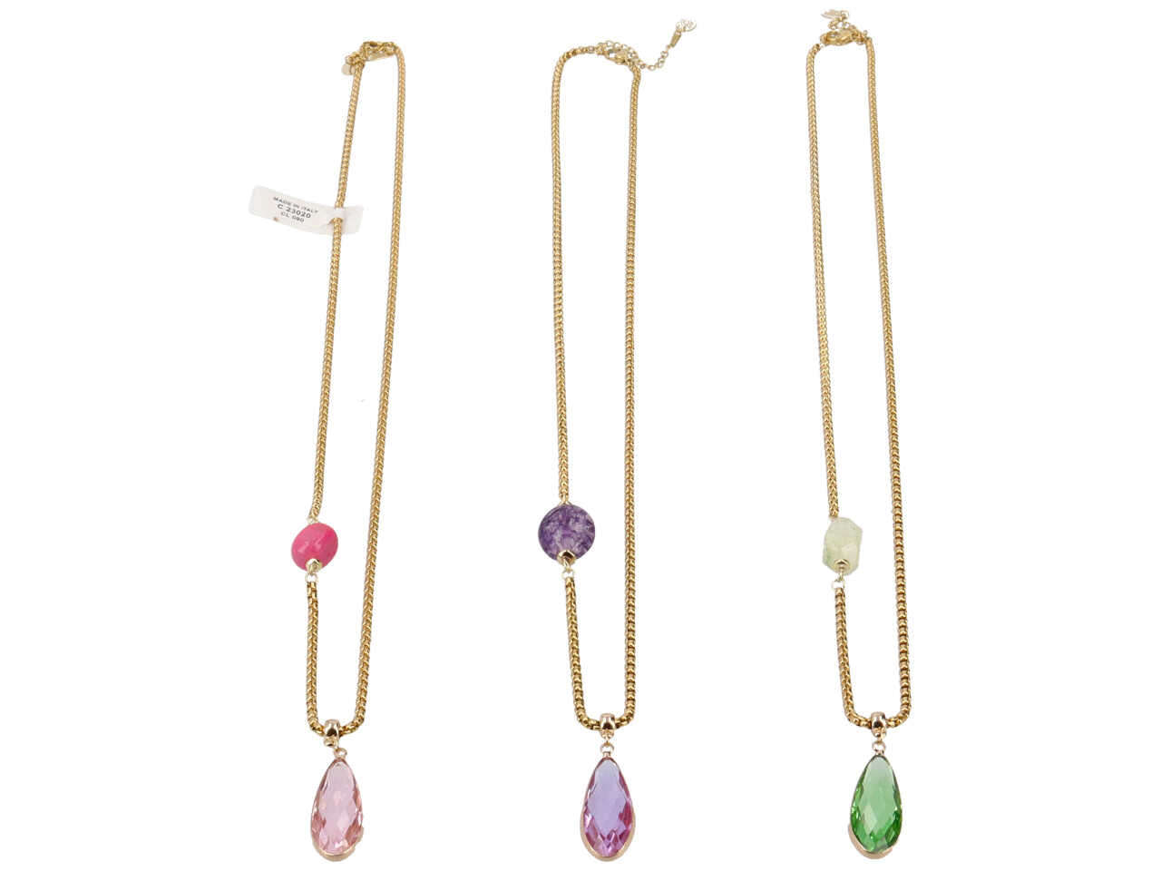 Collana in acciaio, metallo, vetro e pietra