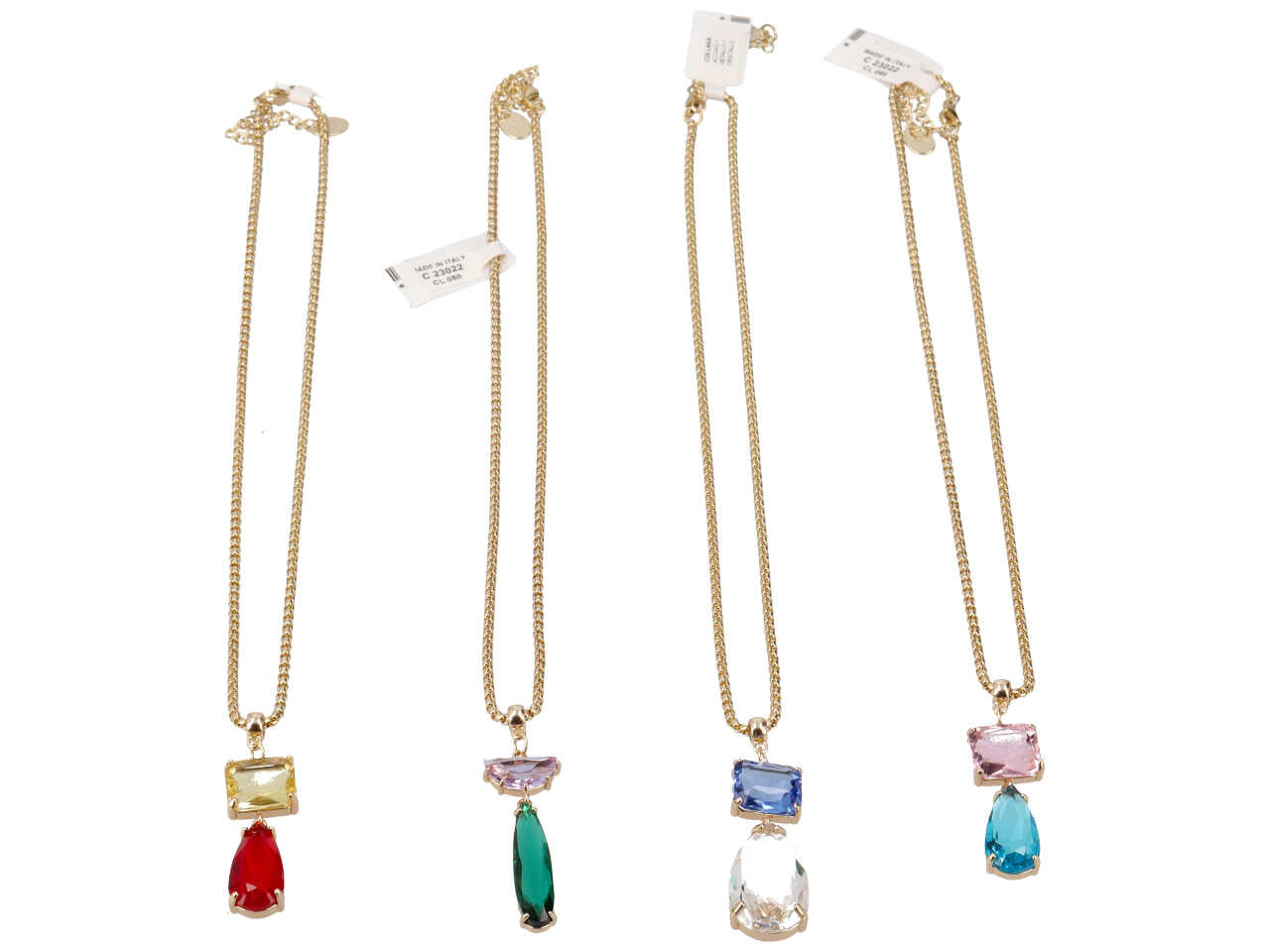 Collana in acciaio, cristallo e metallo