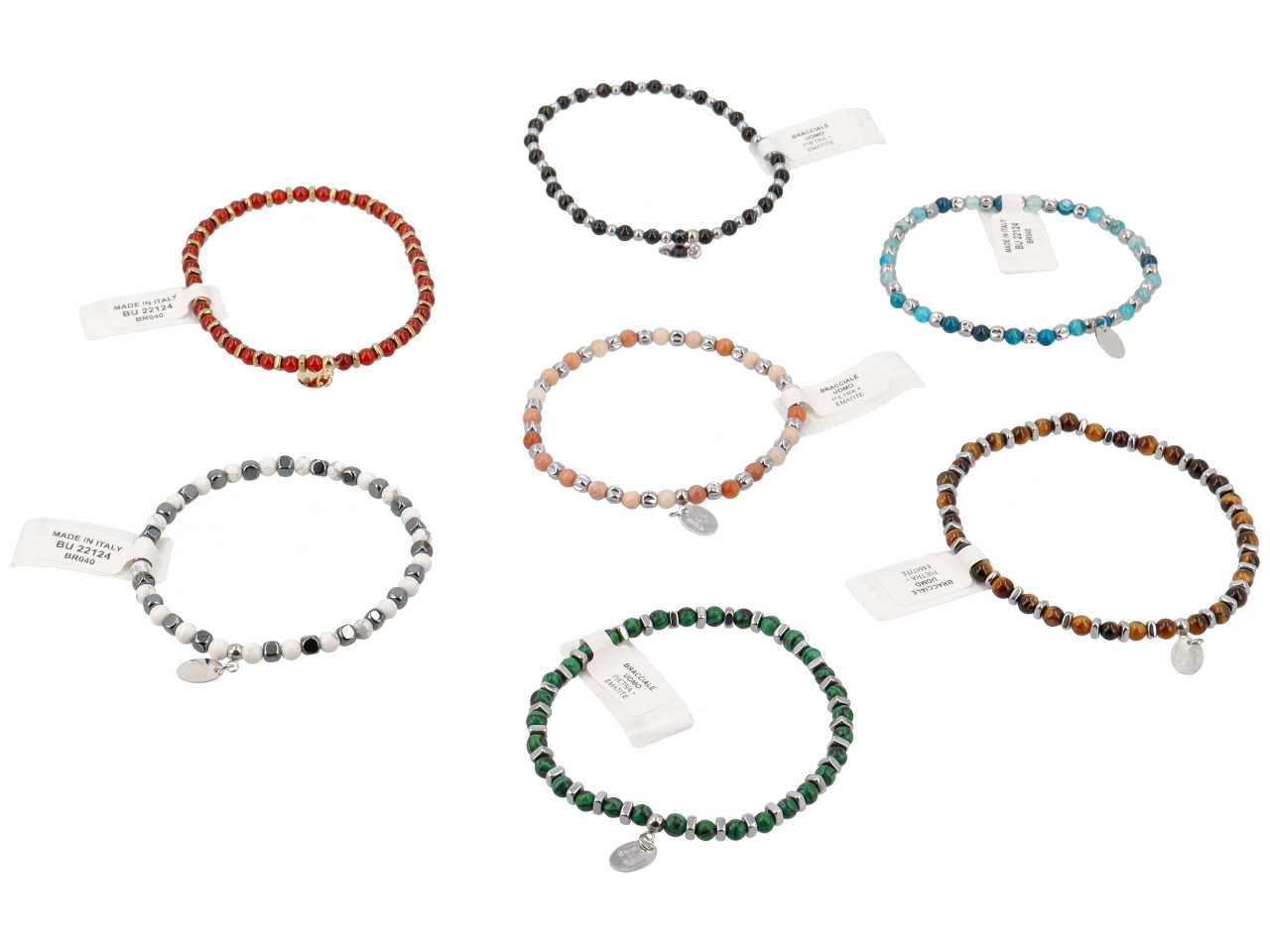Bracciale uomo in ematite con pietra