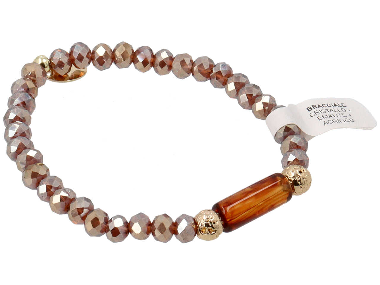 Bracciale in resina piu' cristallo piu' ematite