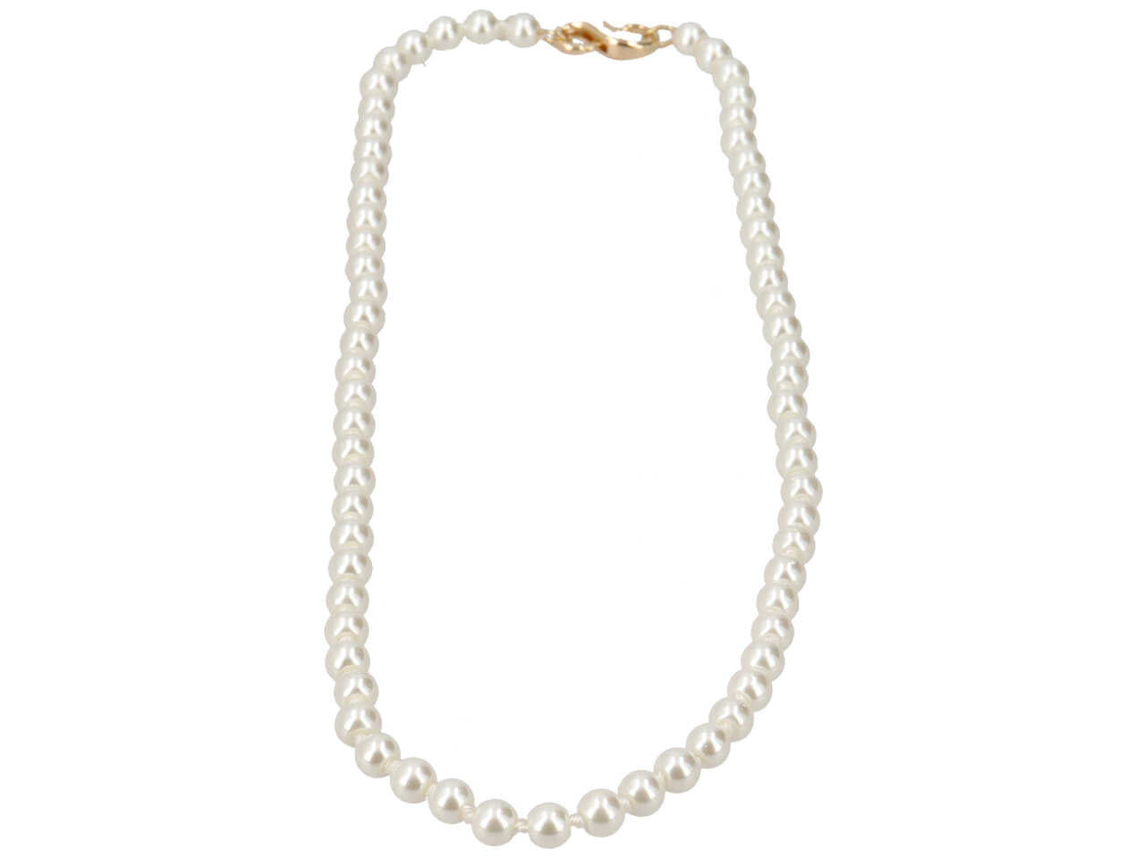 Collana perla di diametro 6mm in vetro piu' chiusura in metallo