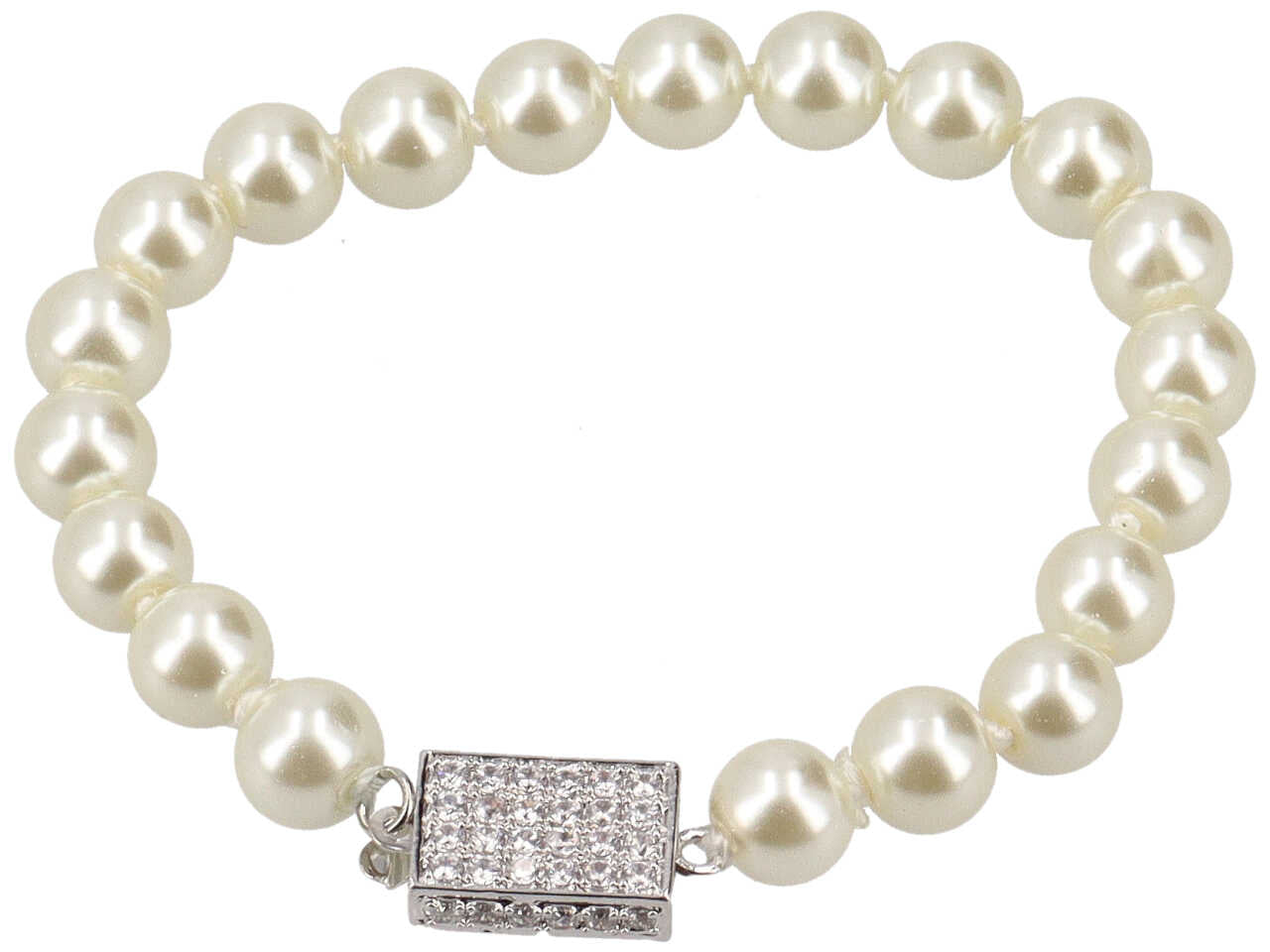 Bracciale perle in vetro piu' ottone piu' zirconi