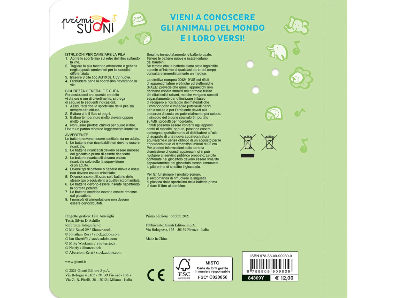 Libro giunti editore sonori animali del mondo - primi suoni