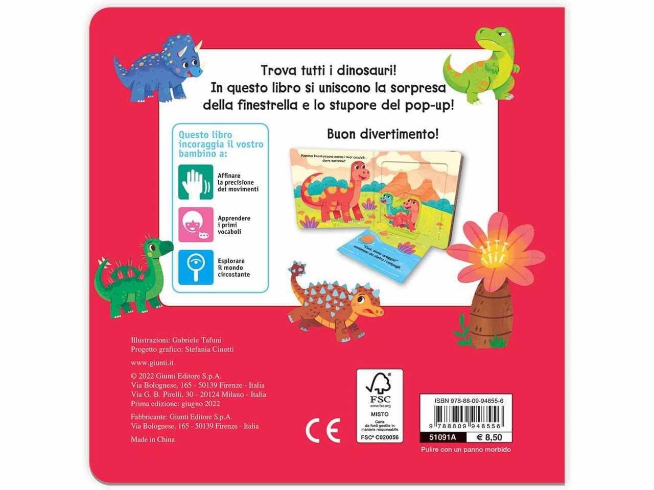Libro giunti editore finestrelle con pop up dinosauri e finestrelle pop up