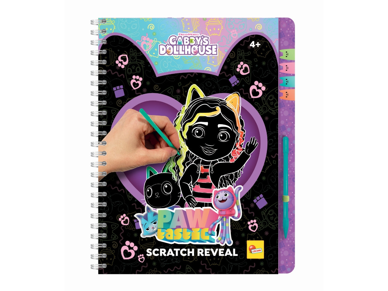 Libro Prescolare con Licenza Gabby's Dollhouse Sketchbook Pawtastic Scratch Reveal - Multicolor, per Bambini da 4 Anni, Lisciani