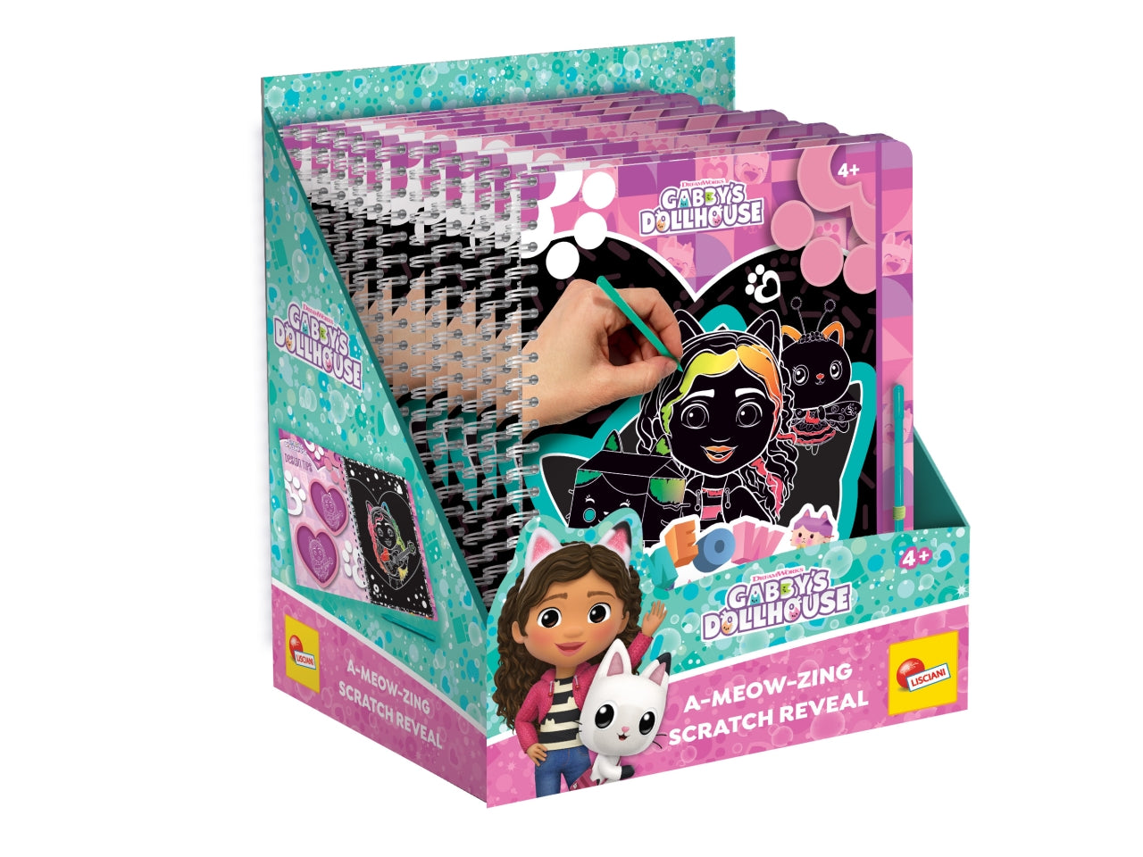 Libro Prescolare con Licenza Gabby's Dollhouse Sketchbook A-Meow-Zing Scratch Reveal - Multicolor, per Bambini da 4 Anni, Lisciani