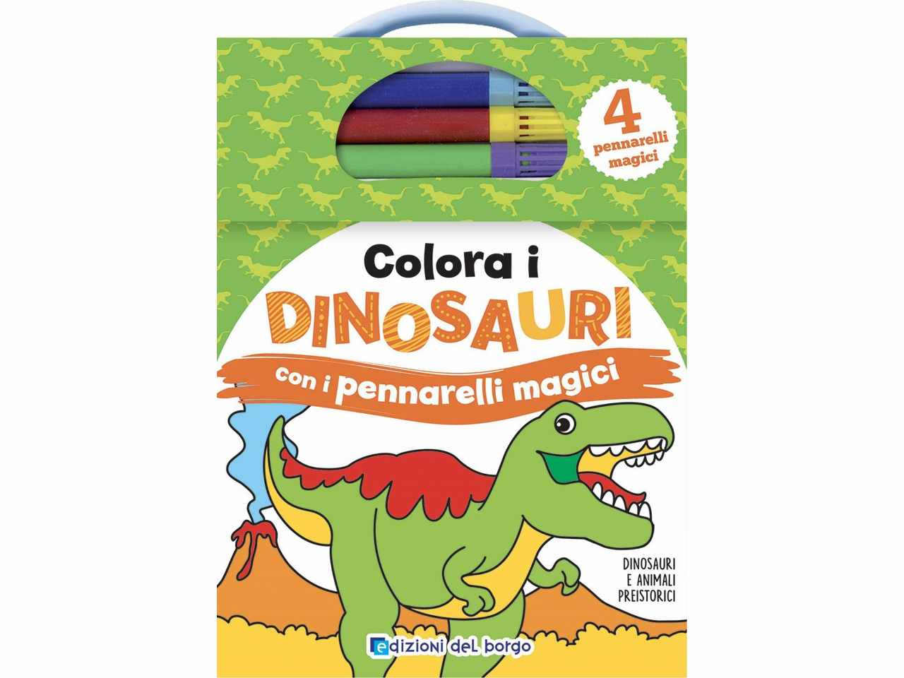 Libro colora i dinosauri con penn. magici