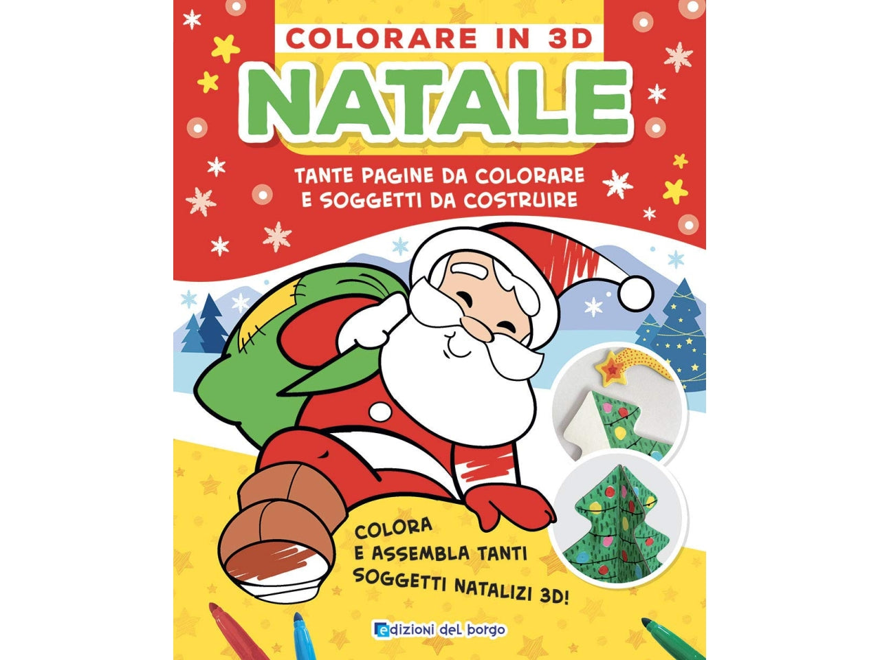 Libro edizioni del borgo colorare in 3d - natale