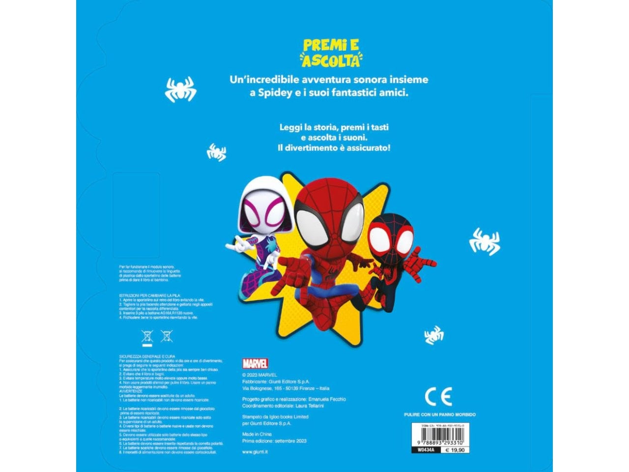 Libro walt disney marvel premi e ascolta spidey e i suoi amici