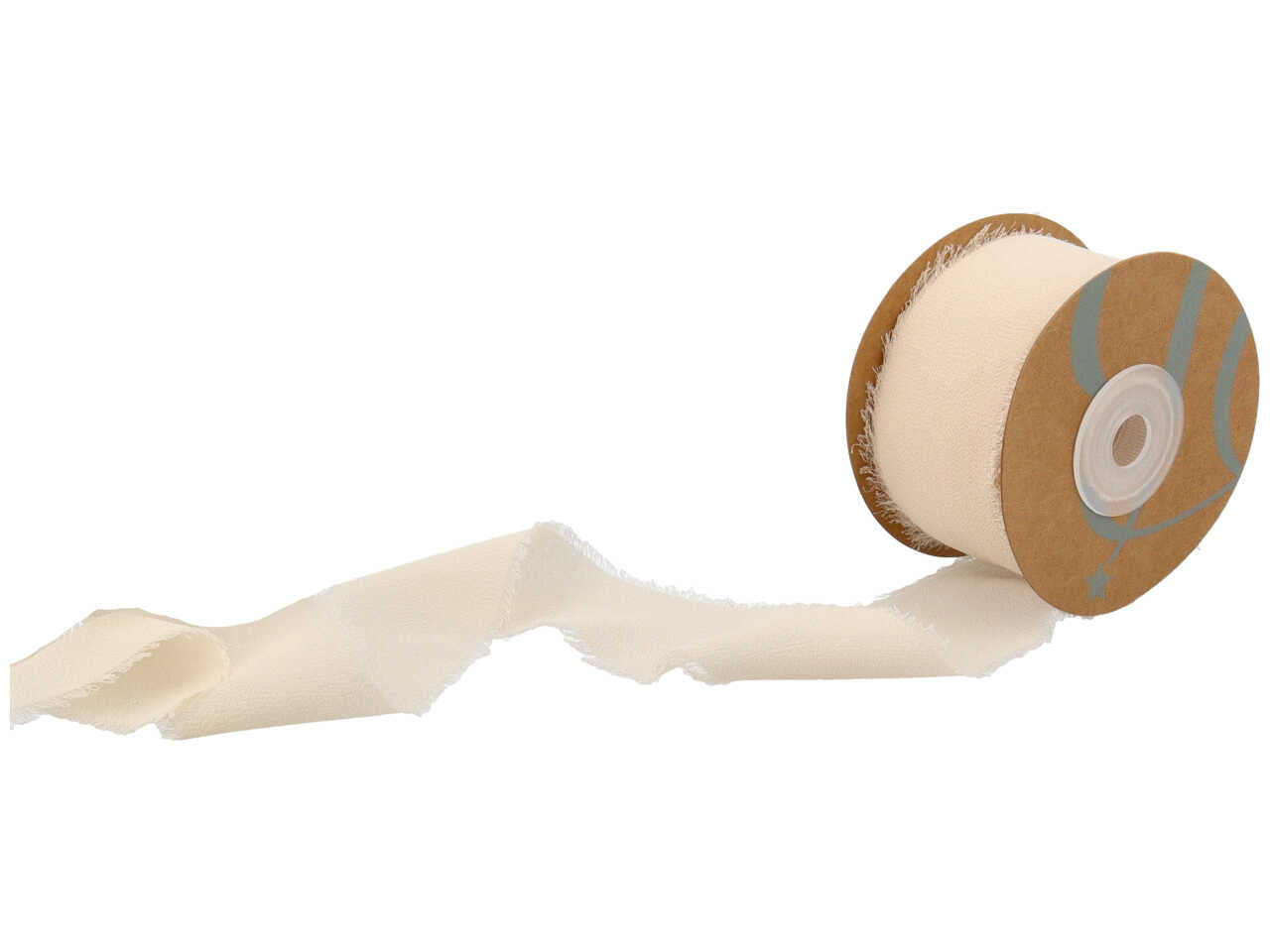 Nastro di seta con frangia colore beige 40mmx15mt